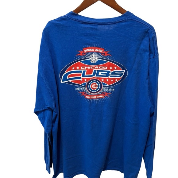 VTG 90’s Delta Pro Weight Chicago Cubs Crewneck LS Tee Big Back Logo Blue Red - Picture 2 of 7